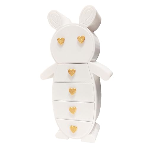ZYXSSRY Mini Rabbit-Shaped Desktop Organizer with 5 Drawers - Cute Storage Solution for Kids and Girls' Room Decor, Perfect for Holding Small Accessories and Trinkets