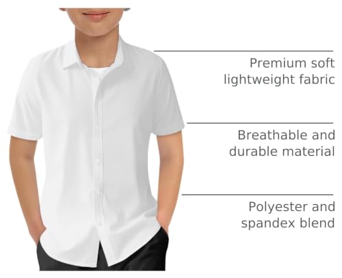 Image of Haloumoning Boys Short Sleeve Dress Shirts Button Down Formal Uniform Shirt