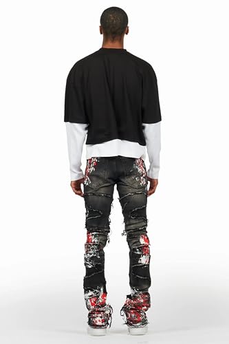 Men's Kodak Grey/Red Painter Stacked Flare Fringe Jean4