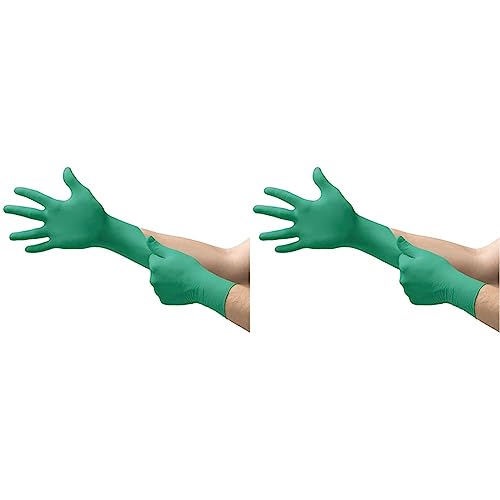 Ansell TouchNTuff 92-600VP Gants Jetables Nitrile Fins et Résistants, Protection Chimique et Mécanique, Industrie Alimentaire, Gant Usage Unique Non Poudré, Sans Latex, Vert, Taille M (40 Gants)