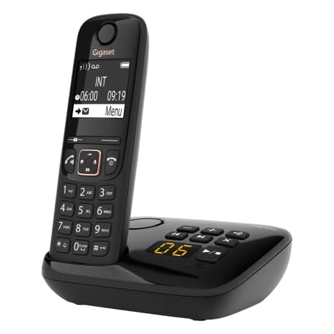 Gigaset A694A Expandable Cordless Phone - answering Machine - Caller ID - high Contrast Display - Brilliant Voice Quality HSP - Long Standby time 180 Hours - Made in Germany, Black Cover