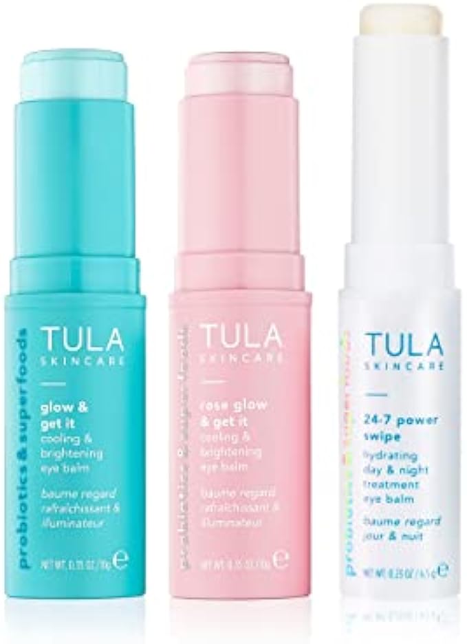 TULA Skin Care Eye Balm Glow & Get It - Dark Circle Treatment, Instantly Hydrate and Brighten Undereye Area, Portable and Perfect to Use On-the-go, 0.35 oz.