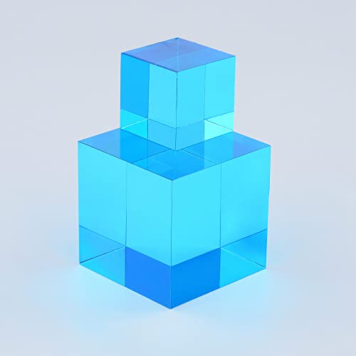 Image of CMY Cubes C Cube (50mm) - Cyan Hue Optical Color Cube - Diamond Polished - Teaches Subtractive Color Mixing - Educational /Scientific /Physics & Kinetic Art Desk Object