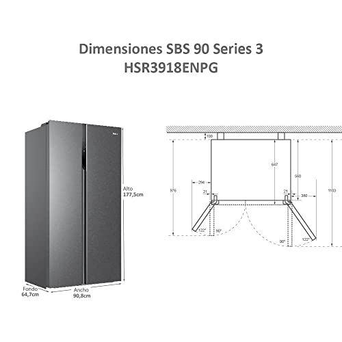 Haier-SBS-90-Series-3-HSR3918ENPG-Frigorifico-Side-by-Side-Americano-Apertura-90-grados-Tecnologia-Antibacterias-Motor-Inverter-Ancho-90cm-Capacidad-XXL-528L-Total-No-Frost-Clase-E-Inox
