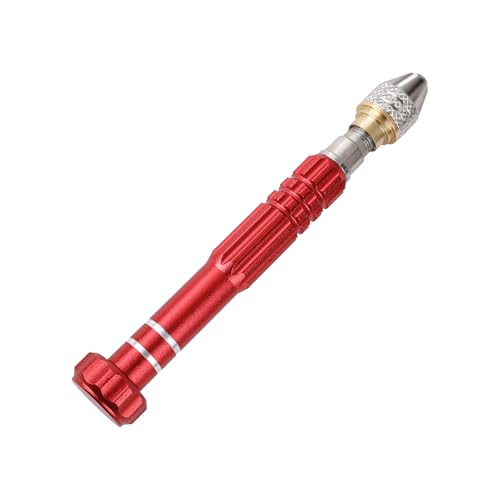 Tekrill Precision Pin Vise Hand Drill, Manual Hand Drill 3 Jaw Chuck for Clamping 0" to 1/8" 0" to 1/8" Micro Twist Drill Bits TS/SDZKQ-02 (Red)