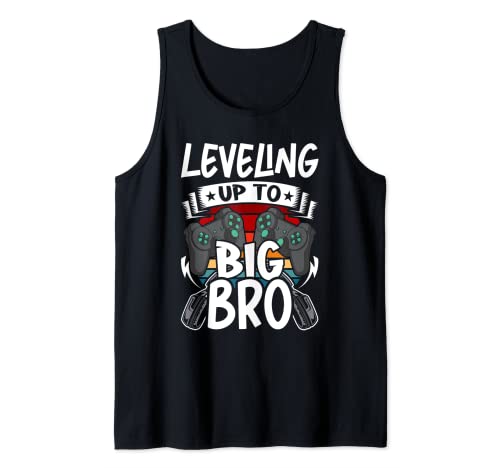 Leveling Up To Big Bro Big Brother Sibling for Teenager Boys Camiseta sin Mangas