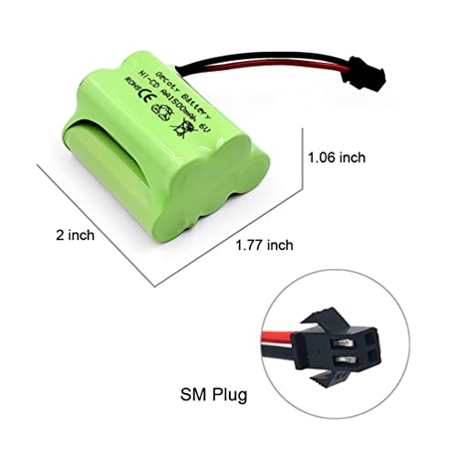 Gecoty 6V Rc Battery, 2 Pack 1500Mah Ni-Cd Rechargeable 5-Cells Aa Battery Packs With Sm 2P Plug For Stunt Rc Cars, Trucks, School Bus Toys, Outdoor Solar Light Batteries #TOP4