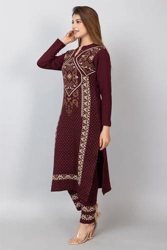 Image of ColorChakra Woolen Kurta Palazzo Set for Womens Winter wear Wool Kurti Sizes M to 4XL