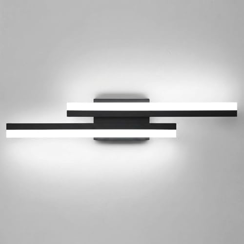 Image of Modern Bathroom Light Fixtures Over Mirror: ETL Certified 18-Inch Retractable Vanity Light Bar for Bathroom, Dimmable LED Black Bathroom Lamp IP44 - Wall Light Fixture 5700K Cool White(1 Pack)