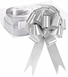 30 Pull Bows Pack in Plastic Box Large Christmas Pull Bows Gift Wrap Bows for Gift Wrapping, Christmas, Wedding, Valentine's Day, Present Decoration (Silver)