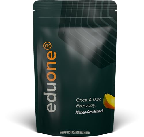edubily® eduone - Greens Pulver - All-In-One Drink mit Vitaminen, Mineralien & Pflanzenstoffen - Mit Darmbakterien, Vitalpilzen und Meat Based Bioactive Compounds (MBBCs) (360 g, Mango)