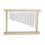 Percusión de viento Carillón de viento mesa con soporte madera, instrumento percusión musical, 20 barras, una sola fila(Silver)