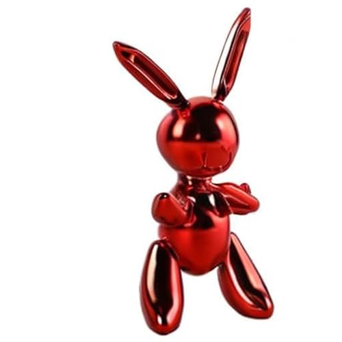 Okian Balloon Rabbit Statue Sculpture Figurine 8\" Height (Red)
