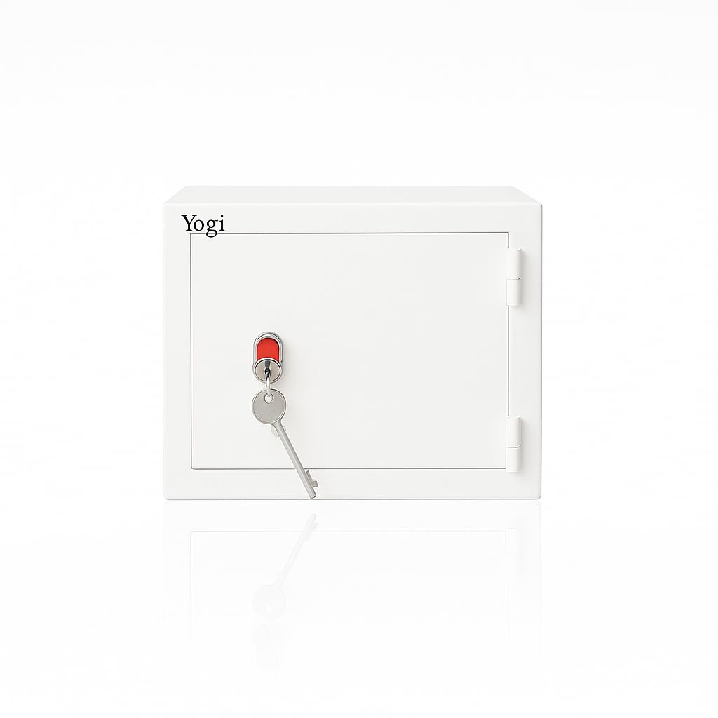 Maxsera Safe Locker Steel Household Safety Key Locker for Cash Money for Home, Office, Hotel - (25 * 35 * 25) CM - White