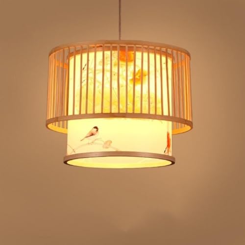 Lampe suspendue cage en bambou pour éviter lumière agressive