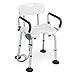RELAX4LIFE Chaise de Douche Ergonomique Hauteur Réglable 67-79cm avec Accoudoirs et Dossier Amovibles, Tabouret de Bain Siège de Douche en U pour Personnes Âgées Handicapées Enceintes