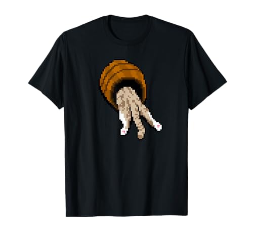 動物プリント 樽に頭を突っ込んだ かわいい 猫 ピクセルアート ドット絵 頭隠して尻隠さず Tシャツ