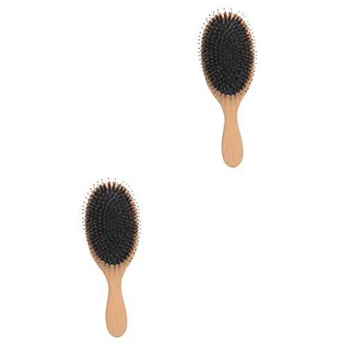 BELLIFFY 2個 豚毛無垢材コーム 女性櫛 女性用ヘアコーム マッサージコーム エアブラシ レディースヘアブラシ 髪用 マッサージブラシ ヘアスタイリングコーム 女性ヘアブラシ くし 剛毛