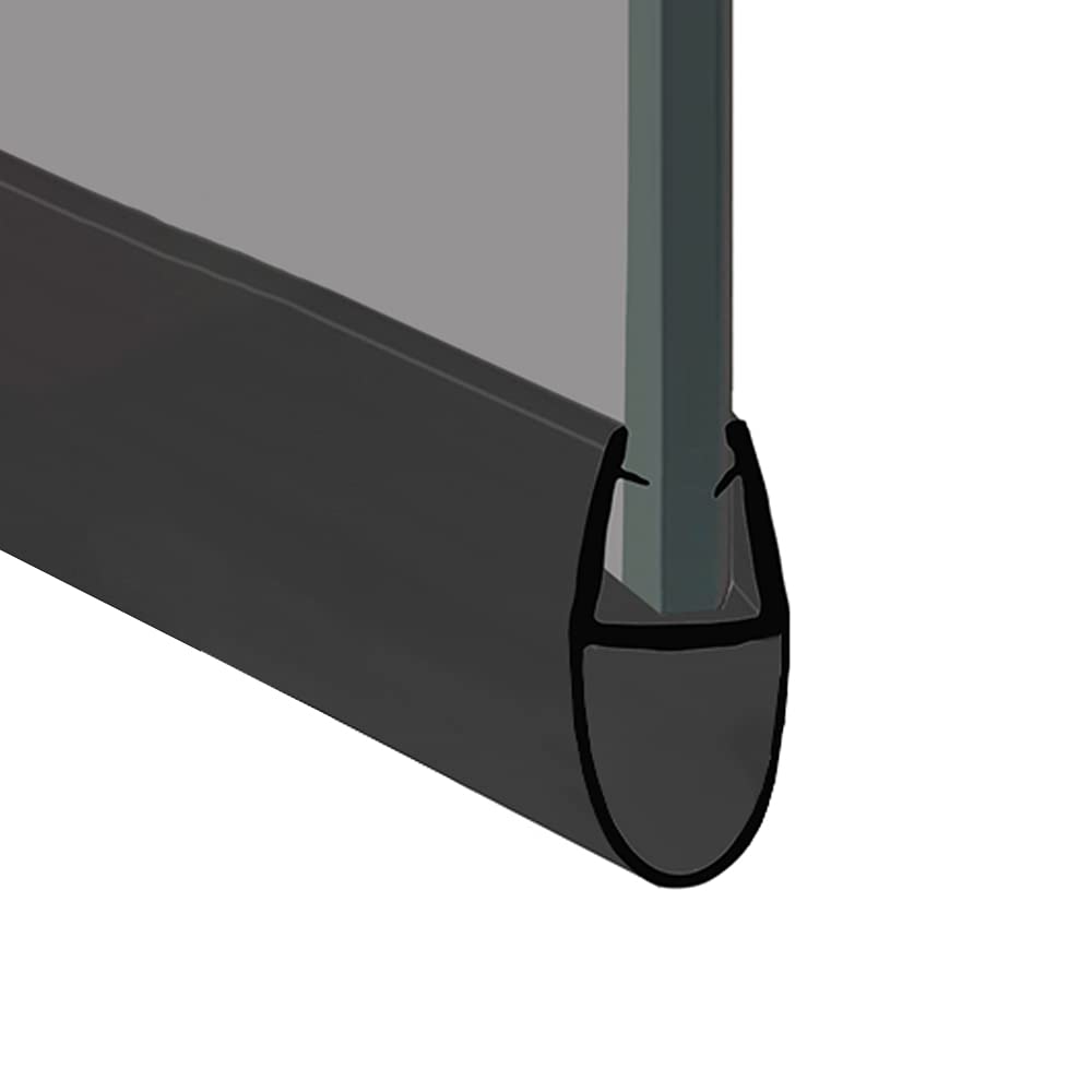 Shower Seal Uk Ltd Black Shower Or Bath Screen Door Seal | Fits 4, 5 Or 6Mm Glass | Round Bubble Shape Seals Gaps Of Up To 12Mm | 80Cm, 90Cm, 140Cm, 2M Or 2.6M Long | Seal003 (200Cm, )