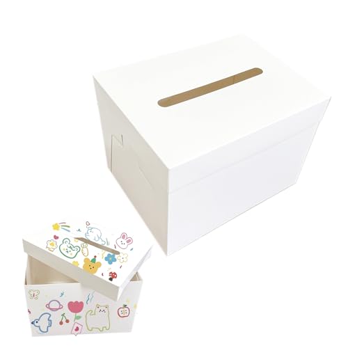 Neylokfen DIY Boite Carte Blanche pour Cagnotte Anniversaire Mariage Grand Format 30 * 22 * 22cm Urne Enveloppe Reception Boite de Cartes Anniversaire Blanc ﻿ (1 PC)