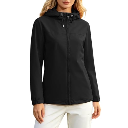Chubasquero para mujer resistente al viento, chaqueta funcional holgada monocolor