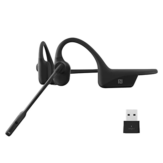 Shokz OpenComm UC【Mit USB-A】 - Bluetooth Kabellos Knochenschall PC Headset mit Noise-Canceling Boom Mic und Dongle, Perfekt für Home-Office, Remote-Arbeiten, Geschäftstreffen, mit Lesezeichen, Schwarz