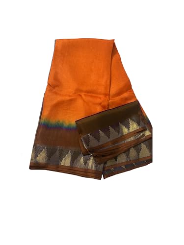 Image of Women's Bhagalpuri Pure Kota Doria Silk Net Saree With Temple Zari Border and Running Blouse Piece