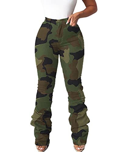 ECDAHICC Women's Classic Stacked Denim Pants High Waist Skinny Stretch Jeans Long Trouser with Pockets