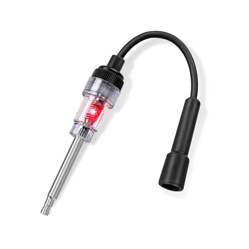 NYTKL Inline Spark Plug Tester, Straight Boot Engine Ignition Coil Tester, Internal/External Engine Checker Armature Diagnostic Detector for Automobile Motorcycle Lawn Mower