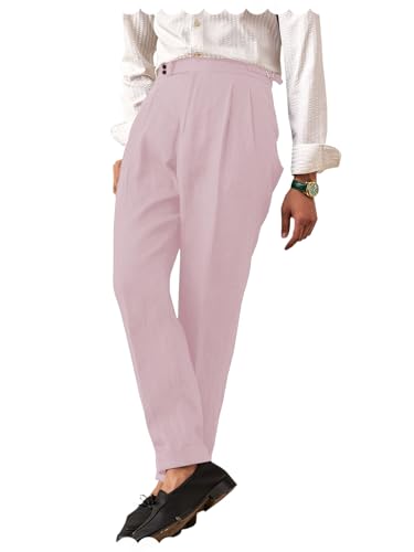 Men's Linen Pants Casual High Waist Adjustable Pants Summer Beach Lightweight Pants Italian Style