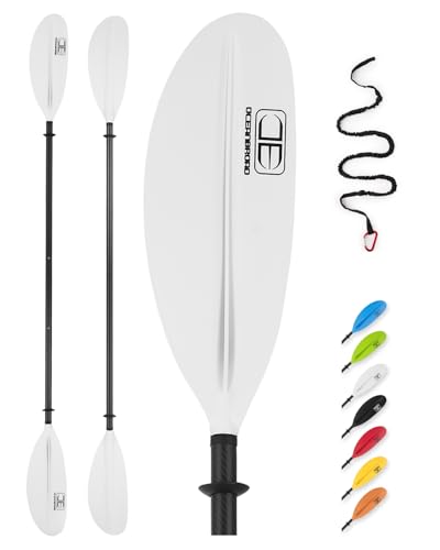 Image of OCEANBROAD Kayak Paddle 230CM /90.5 Inches Carbon Shaft Kayaking Boating Oar with Paddle Leash