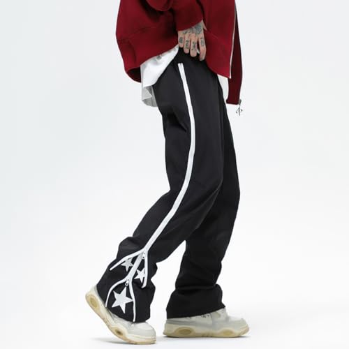 LANGWEI Men's Sweatpants Baggy Hip Hop Straight Elastic Waist Relaxed Fit Oversized Skateboard Pants4