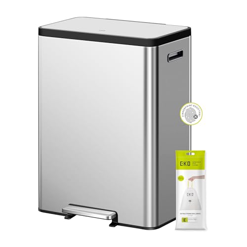 EKO EcoCasa II 36L+24L Dual Trash Can with Recycle Bin, Stainless...