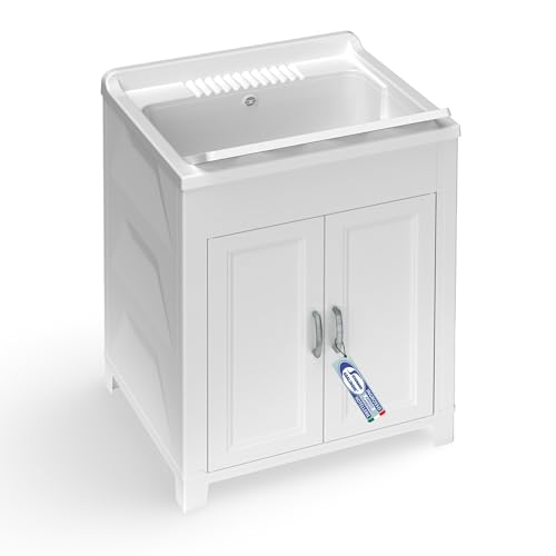 Sicignano Mueble fregadero de resina PP 60x50x85 cm para lavandería y garaje, uso interior y exterior