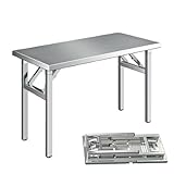 JIHAJU Acero Inoxidable Mesa de Trabajo Plegable, Mesa de preparación Resistente, Banco de Restaurante para Cocina, Camping al Aire Libre, lavandería, Parrilla, Almacenamiento(100 * 50 * 75cm)