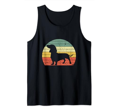 dachshund vintage silhouette 60s 70s retro grunge dog lover Camiseta sin Mangas