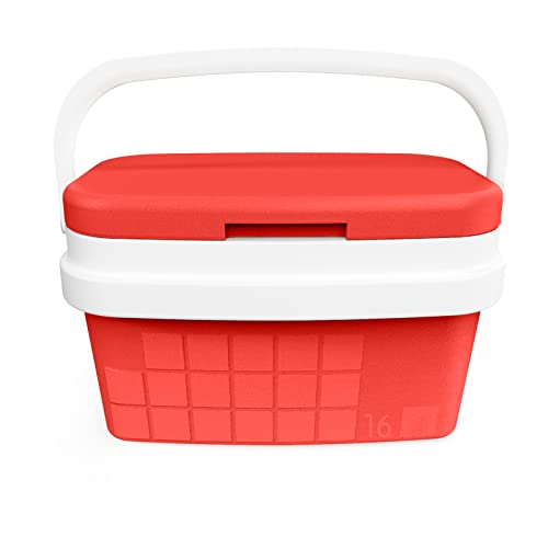 COM-FORT HOUSE - Nevera Portátil Rígida Roja 16L con Asa - Nevera para Camping, Playa, Picnic y Acampada