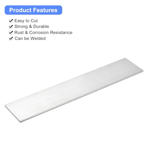 Image of uxcell Square Aluminum Flat Bar, 1 /4 inch Thick 2.4 inch Width 12 inch Length Square Aluminum Bar 6061 Aluminum Flat Plate, 5 x 60 x 305mm T6511 Solid New Mill Stock for Industrial Building