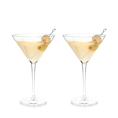 Viski Stemmed Crystal Martini Cocktail Glasses 9 oz Clear