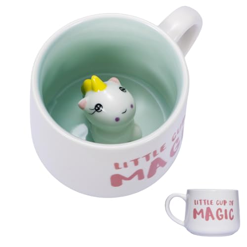 3D Tasse Keramik Einhörner Kaffeetasse Teetasse Lustige Tassen Geburtstage Geschenke für Frauen Kinder Mädchen Freundin Personalisiert Kaffeebecher Cappuccino Tasse (3D Einhorn)