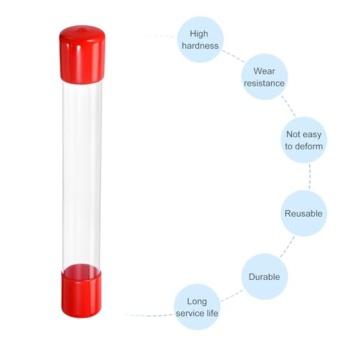 Image of PATIKIL Clear Rigid Tube Round Plastic Tubing with Red Rubber Caps Polycarbonate Water Pipe, 305mm / 12 Inch Length, 26mmx28mm /1.02 inchx1.1 inch, 1 Set