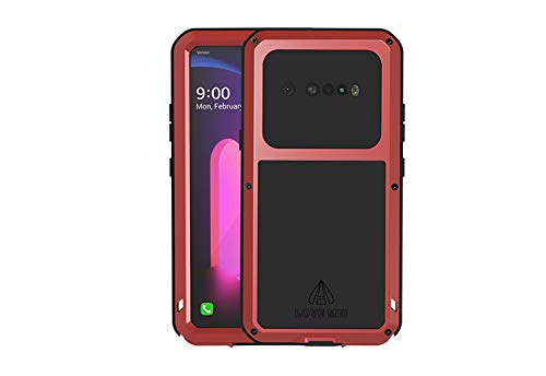 Lovemei LOVE MEI Original [HS-TOP] Powerful Protective Cover case Anti-shock Anti-dust Cover Aluminum Metal Cover Case for LG V60 (Red)