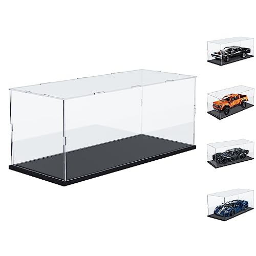 Image of Choowin Acrylic Display Case for Lego Car Dodge Charger Batmobile Jazz Quartet - Thickened Clear Acrylic Display Box for Collectibles - Dustproof, Assemble, Black Base