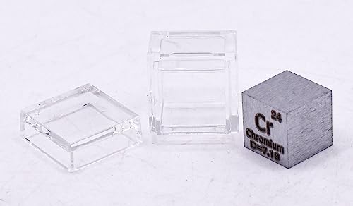 Image of 0.39 inch 10mm Chromium Metal Cube Cr up to 99.9% Pure Periodic Table Element Engraved Density Collection Science Education Display Block Cube + Acrylic Case Box - 1PC