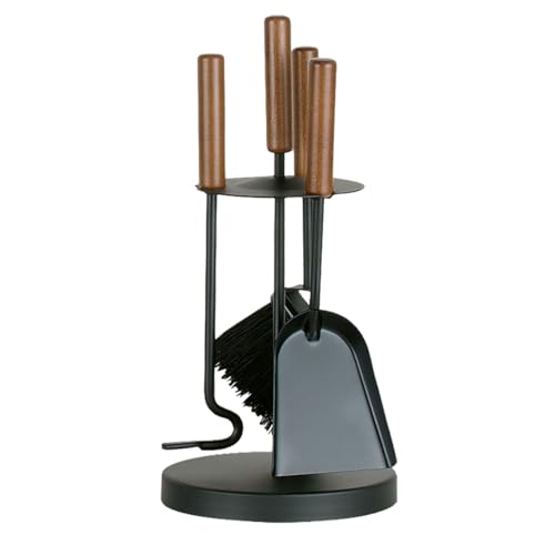 FIREFIX K2452 Kamingerät klein mit dunklen Holzgriffen, schwarz beschichtet