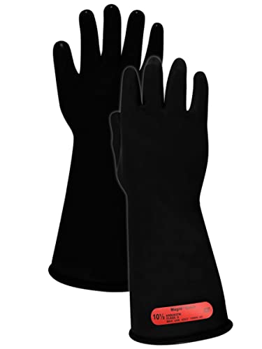 Magid Electrical Insulating Lineman Safety Gloves, Class 0, Rubber, Black, Size 11, 14