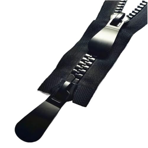 Cremalleras abiertas, cremallera de dos vías, 1 unidad, N.° 15, 60-150 cm, cremalleras doble cursor, tirador simple, abierta for chaquetas, prendas vestir(Black,80CM)
