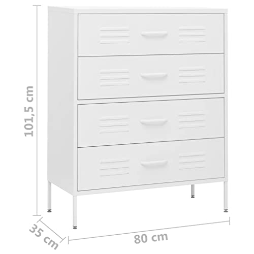 Golinpeilo 4 Drawer Dresser, Metal Drawer Chest, Nightstand File Cabinet With 4 Drawers, Metal Tall Storage Dresser Cabinet Organizer Unit With 4 Legs, Steel, Style A / 31.5" X 13.8" X 40" White #TOP1