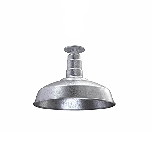 Image of Steel Lighting Co. Carson Barn Light | Ceiling Mounted Pendant | 16 inch Dome | Flush Mount | Industrial Style Steel Light Made in America | Galvanized Exterior /Galvanized Interior