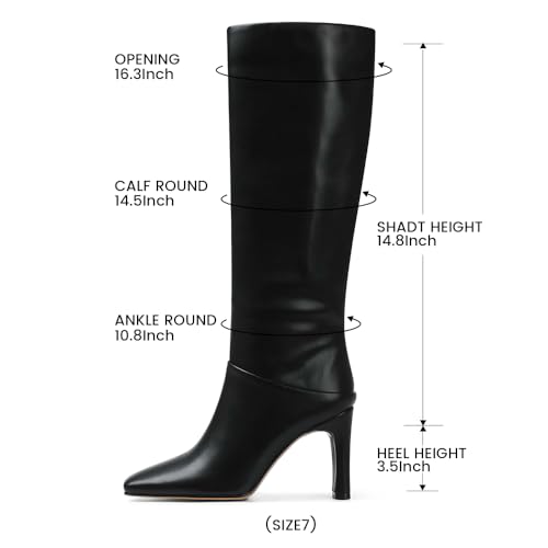 Uacllcau Knee High Boots for Women Square Toe Tall Boots Chunky Block Heel Long Boot with Side Zipper Fashion Dress Winter Fall Womens Boots4